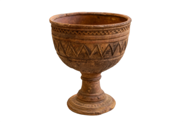 Antique Clay Chalice Isolated on White