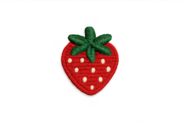 Strawberry patch embroidered badge on transparent background