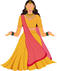 Indian wedding bride to be woman celebrating haldi festival wedding invitation card design