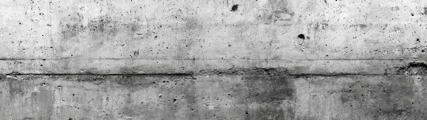 Grungy concrete wall texture with horizontal joint, in monochrome