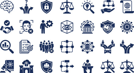 Law, Justice, Security, Governance, Decision, Privacy, Ethics, Technology, Legal, Outline, Icon, Vector