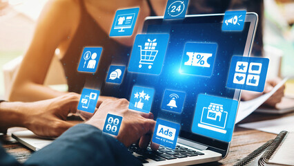 Concept of social media shopping transforms e-commerce. This platform offers seamless shopping experiences, enhancing social media interaction for online business growth. Gist