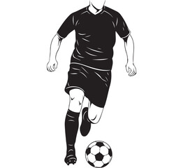 Soccer player dribbling a ball vector illustration of an athlete in action isolated on white background