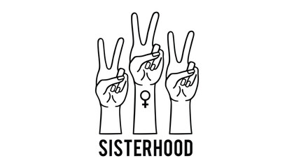 Fototapeta premium Sisterhood hands peace sign women empowerment vector graphic
