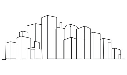 Fototapeta premium Modern city skyline isolated on, a minimalist and contemporary design featuring clean lines and geometric shapes, creating a sleek and urban aesthetic for various applications
