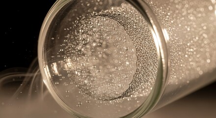 Bubbles and beads inside glass tube in laboratory experiment