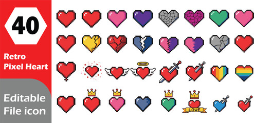 Versatile icon set with diverse color options and classic typography