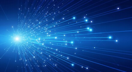 Naklejka premium Bright blue light burst radiates outward creating a concept for digital data.