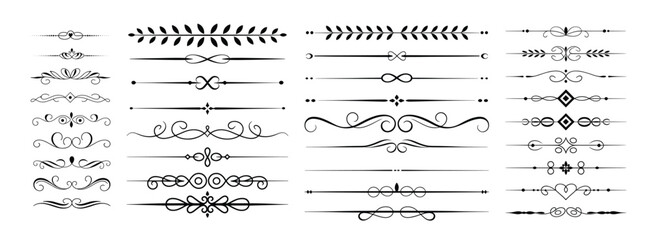 Elegant ornamental dividers and borders collection vector illustration on white background