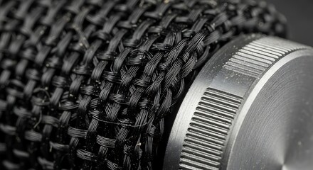 Close-up of Knurled Metal Knob with Braided Black Cable