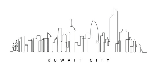Minimalist outline skyline of kuwait city, kuwait isolated on this simple, modern design captures the citys iconic landmarks in a clean, linear style, perfect for travel themes
