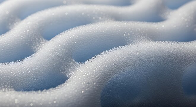 Close up of blue convoluted foam material with water droplets