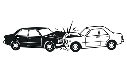 Car accident illustration black and white vehicle collision