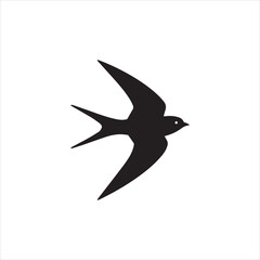  Silhouette swift bird flying simple black design Vector illustration