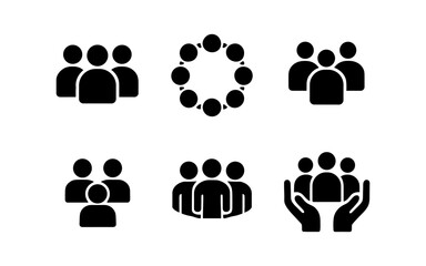 Flat minimalist human silhouette icons for team and community concepts