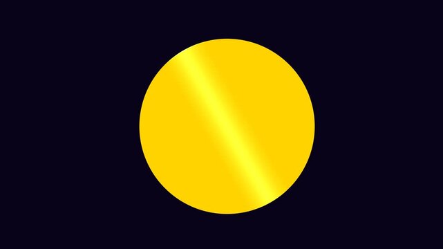 Flat golden circle sphere with reflection on a black isolated background, perfect for a shiny abstract round button icon