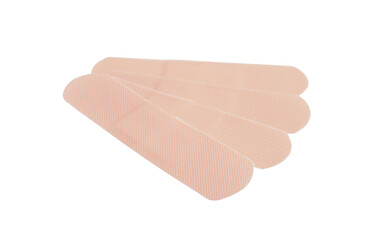 Strips of medical plaster isolated on white.