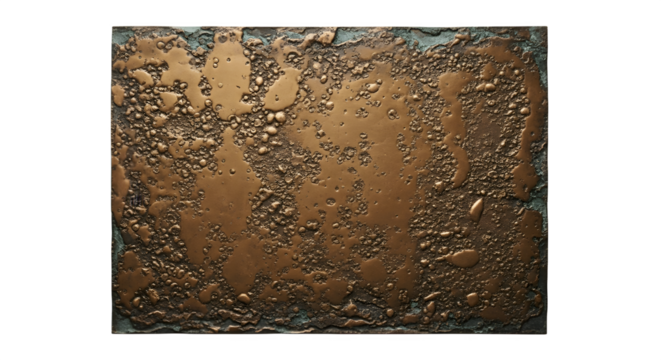 Abstract textured artwork with earthy tones and rough surface details.