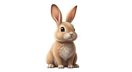 Fototapeta premium Adorable bunny rabbit sitting upright with long ears and fluffy fur.