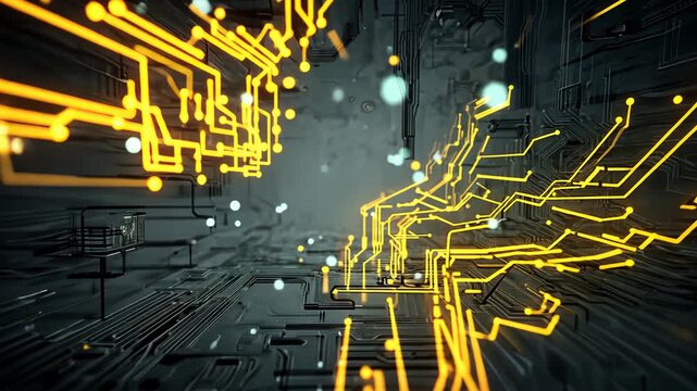 Futuristic Technology Background: Abstract Digital Neon Lines and Glowing Lights in 3D Rendering With Computer Network and Virtual Reality Impact in Cyber Graphic Design