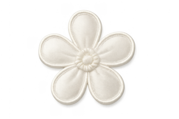 White leather flower applique with decorative stitching