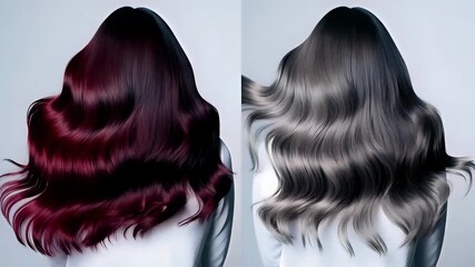 Enjoy an artistic display of hair transformations featuring rich colors and elegant styles in a modern studio. Watch as each look unfolds, highlighting unique beauty and creativity