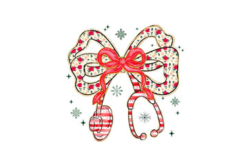 Christmas Nurse Stethoscope with Floral Bow Sublimation Design