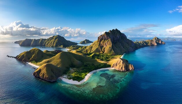 Aerial View Of The Northern Part Of Pulau Padar Island In Between Komodo And Rinca Islands Near Labuan Bajo In Indonesia