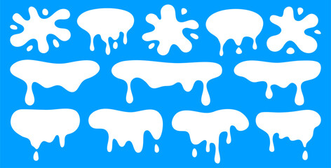 Collection of melt silhouette splatter sauce blob, dripping milk, paint, cream perfect for use as decorative headers or frames
