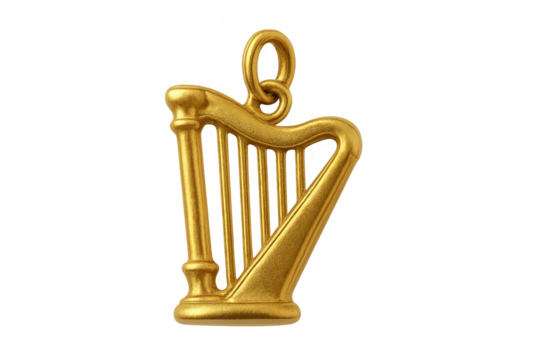 Golden irish harp charm symbolizing music and culture