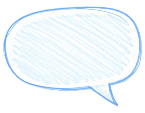 手書き風イラストの吹き出し素材。背景透過。