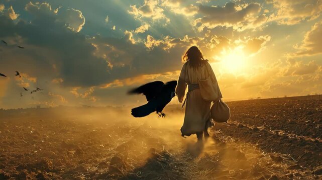 A sower went out to sow. The video can be used to illustrate Gospel parables.