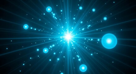 Radiant blue light burst emanating from a central focal point