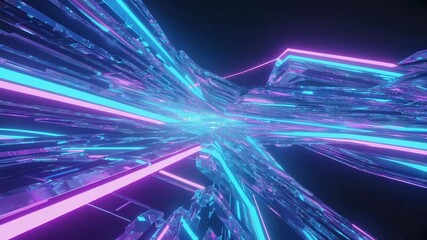 Futuristic crystal prisms neon light animation - Powered by Adobe