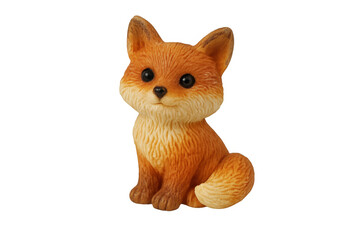 Obraz premium Cute baby fox figurine sitting on transparent background