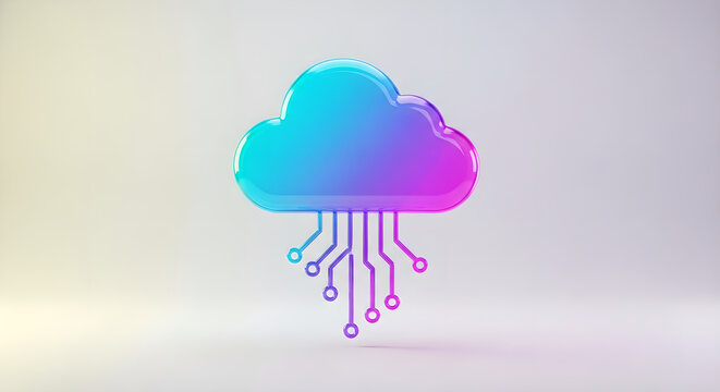 Cloud Computing Data Storage Technology Icon Blue Purple Isolated On White