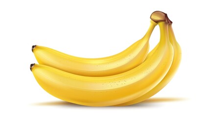 Fresh Yellow Bananas on White Background in Cluster
