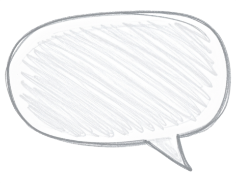 手書き風イラストの吹き出し素材。背景透過。