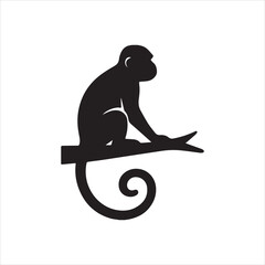  Silhouette koala bear clinging to bamboo stalk Vector Illustration