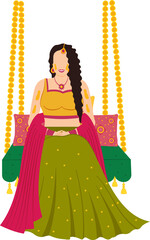 Indian bride celebrating haldi mehendi sangeet weeding ceremony function wedding invitation card design