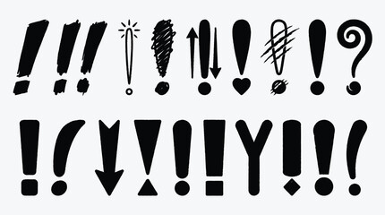 Exclamation points and question mark collection in a variety of styles