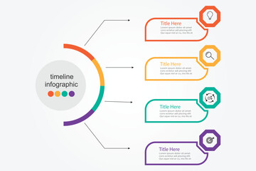 Obraz premium Vector infographic label design with circle infographic template design and 4 options or steps. Can be used for process diagram, presentations, workflow layout, banner, flow chart, info graph