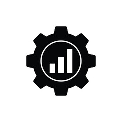 Performance and Business Growth Optimization Gear Icon - Vector Art on White Background