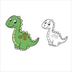 Coloring Book For Kid Dinosaurs Vector