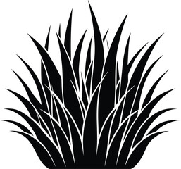 Dense Black and White Grass Clump Silhouette