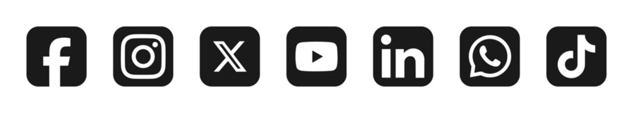 Social media logo icons svg . Facebook, Instagram, X , YouTube, LinkedIn, WhatsApp & TikTok . vector set 2026