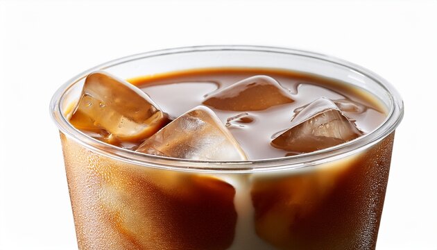 iced coffee with milk on white background