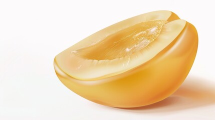 Golden Melon Half Fresh Juicy with Water Dripping on White Background