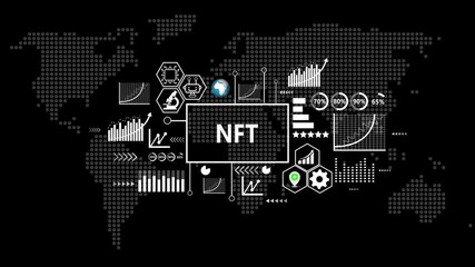 A successful business concept. Business, Internet and network concept, Abstract NFT Non-fungible token digital crypto on World Map Background. - Powered by Adobe