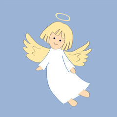 Cartoon angel. Vector illustration of flying baby angel for Christmas holyday decoration